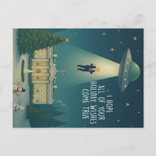 UFO Holiday Intervention Funny Political Christmas Feestdagenkaart (Voorkant)