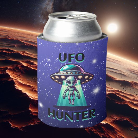 UFO Hunter | Ai Art met UFO en Alien Blikjeskoeler