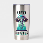 UFO Hunter | Ai Art met UFO en Alien Geïsoleerde Drinkbeker (Voorkant)