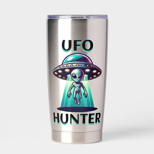 UFO Hunter | Ai Art met UFO en Alien Geïsoleerde Drinkbeker (Voorkant)
