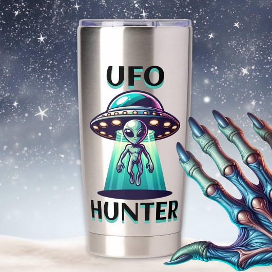 UFO Hunter | Ai Art met UFO en Alien Geïsoleerde Drinkbeker