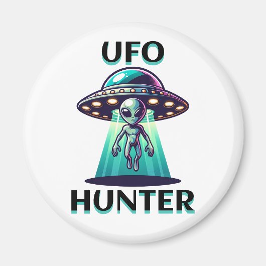 UFO Hunter | Ai Art met UFO en Alien Magneet (Voorkant)