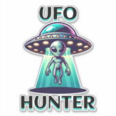 UFO Hunter | Ai Art met UFO en Alien Sticker (Voorkant)