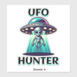 UFO Hunter | Ai Art met UFO en Alien Sticker