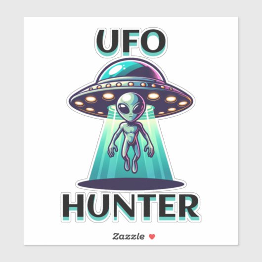 UFO Hunter | Ai Art met UFO en Alien Sticker (Vel)
