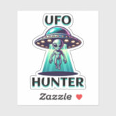 UFO Hunter | Ai Art met UFO en Alien Sticker (Vel)