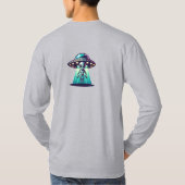 UFO Hunter | Ai Art met UFO en Alien T-shirt (Achterkant)