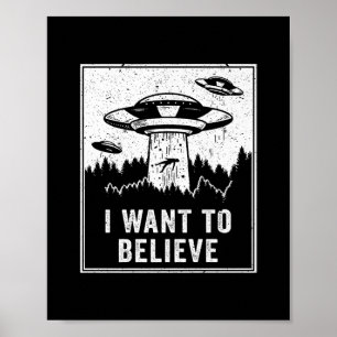 UFO Hunter Ik wil Retro P geloven Poster