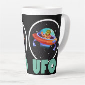 UFO in de ruimte Latte Mok (Rechterhoek)