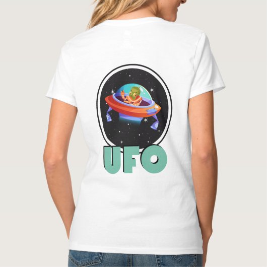 UFO in de ruimte T-shirt (Achterkant)