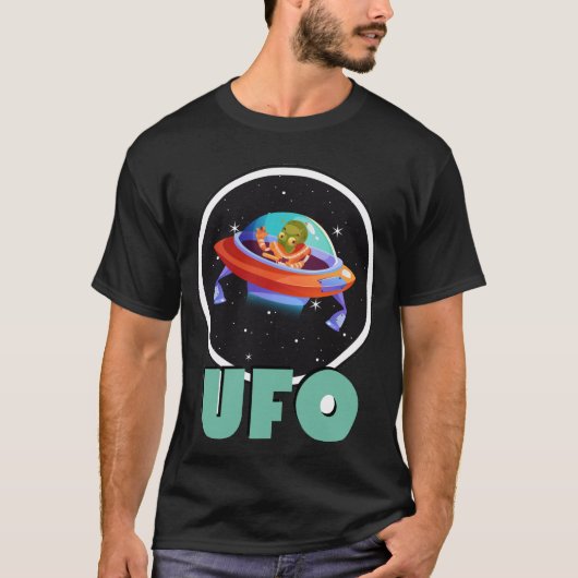UFO in de ruimte T-shirt (Voorkant)