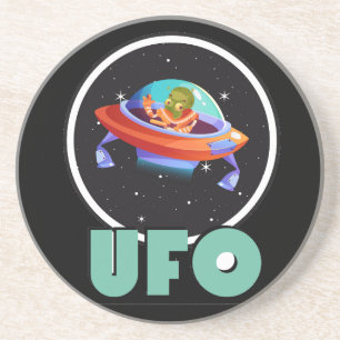 UFO in de ruimte Zandsteen Onderzetter