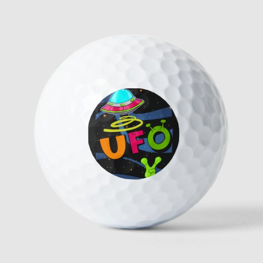 Ufo in de ruimte zegt hallo golfballen (Voorkant)