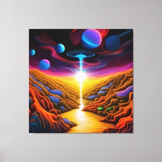 UFO in Fantasy World Canvas Afdruk (Voorkant)