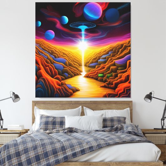 UFO in Fantasy World Canvas Afdruk (Insitu (Slaapkamer))