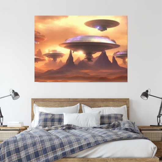 UFO-indringercanvas afdrukken (Insitu (Slaapkamer))