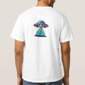 UFO Jager | Ai Kunst met UFO en Alien T-shirt (Achterkant)