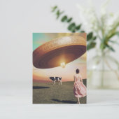 Ufo kaas in de melkweide briefkaart (Staand voorkant)
