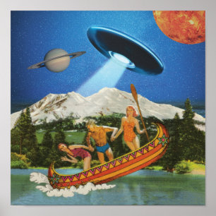 UFO Kano Trip Bergen Surrealistische Collage Poster