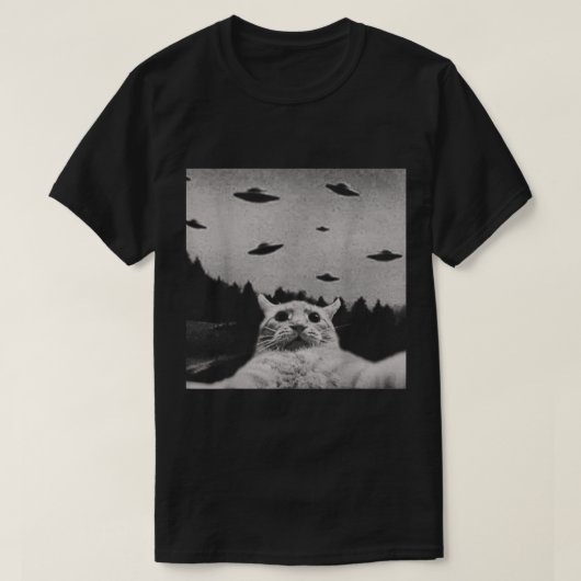 UFO Kat Ontmoeting Meme Design T-shirt (Design voorkant)