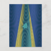 UFO-kerstboomontvoering Blauwe Gele Gele Rad Feestdagenkaart (Voorkant)