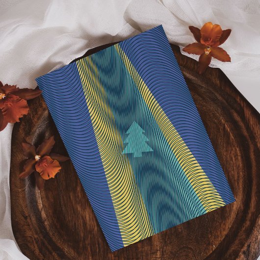 UFO-kerstboomontvoering Blauwe Gele Gele Rad Feestdagenkaart