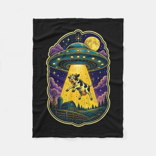 Ufo koe ontvoering grappige alien boerderij fleece deken (Voorkant)
