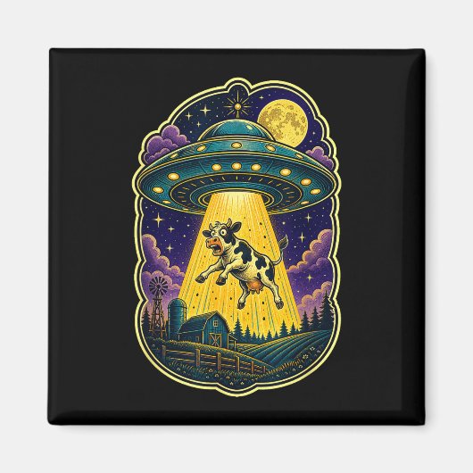 Ufo koe ontvoering grappige alien boerderij  magneet (Voorkant)