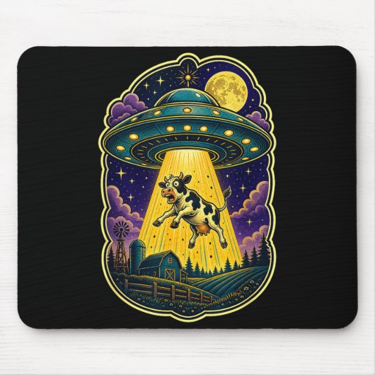 Ufo koe ontvoering grappige alien boerderij muismat (Voorkant)