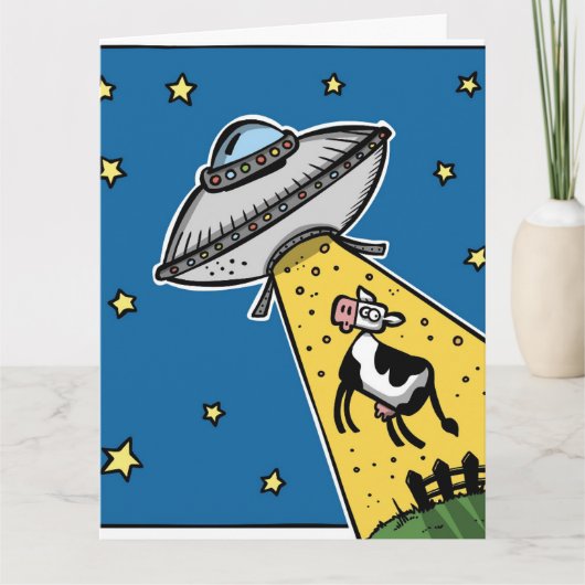 UFO KOE ONTVOERING GRAPPIGE VERJAARDAG KAART (Voorkant)