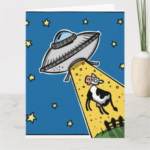 UFO KOE ONTVOERING GRAPPIGE VERJAARDAG KAART