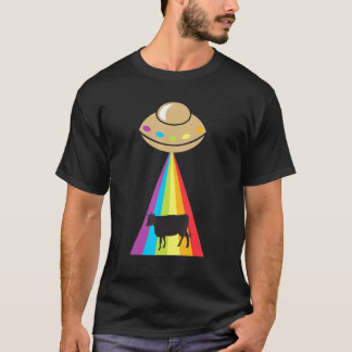 Ufo Koe Regenboog Straal Ontvoering T-shirt