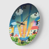 UFO Landing in a Bright City Night Scene Grote Klok (Hoek)