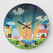 UFO Landing in a Bright City Night Scene Grote Klok (Voorkant)