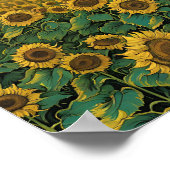 UFO-landing in een zonnebloemveld - Surrealistisch Poster (Hoek)