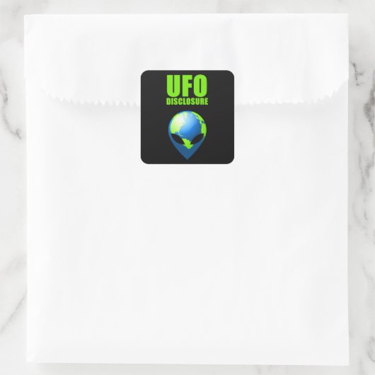 UFO-mededeling Vierkante Sticker (Tas)