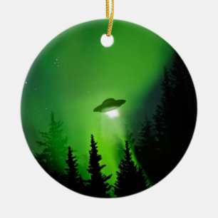 UFO met noordelijke lichten Keramisch Ornament