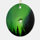 UFO met noordelijke lichten Keramisch Ornament (Links)