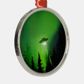 UFO met noordelijke lichten Metalen Ornament (Rechts)