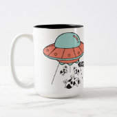 UFO-Mok voor ontvoering van Koe Tweekleurige Koffiemok (Links)