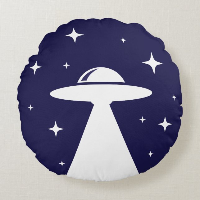 UFO Nachtelijke Lucht  Rond Kussen (Voorkant)