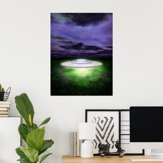UFO-nachtlanding Poster (Thuiskantoor)