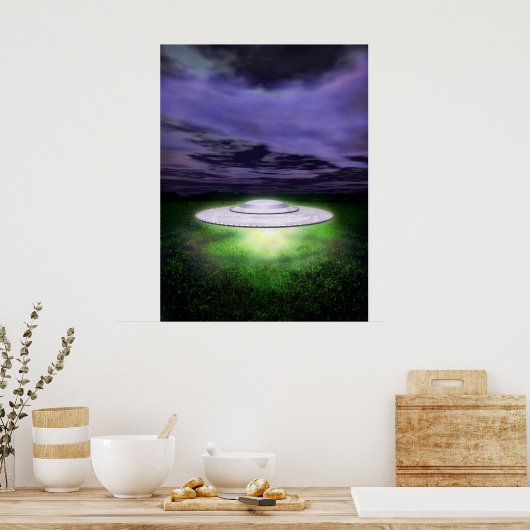 UFO-nachtlanding Poster (Keuken)