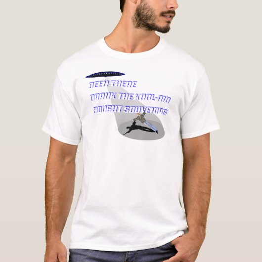 UFO-onderbreking blauwe schaduw op wit T-shirt (Voorkant)