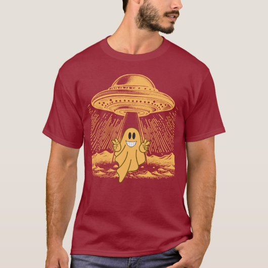 UFO Ontmoeting Lachende Geest Ontwerp T-shirt (Voorkant)