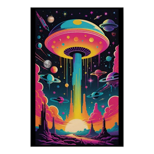 UFO-ontmoeting op planeet 9 Perfect Poster (Voorkant)