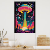 UFO-ontmoeting op planeet 9 Poster (Keuken)