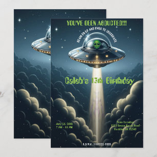 UFO-ontvoering Blauw Wolken Verjaardagsfeestje Kaart