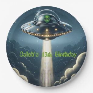 Ufo-ontvoering Blauwe Wolken Verjaardagsfeestje Papieren Bordje
