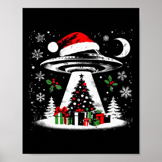 Ufo Ontvoering Kerstboom - Grappige Alien Xmas Lo Poster (Voorkant)